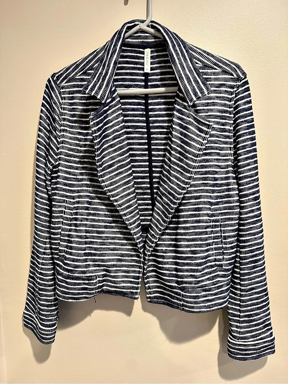 Mia & Tess Striped Blazer in Blue & White Size Medium